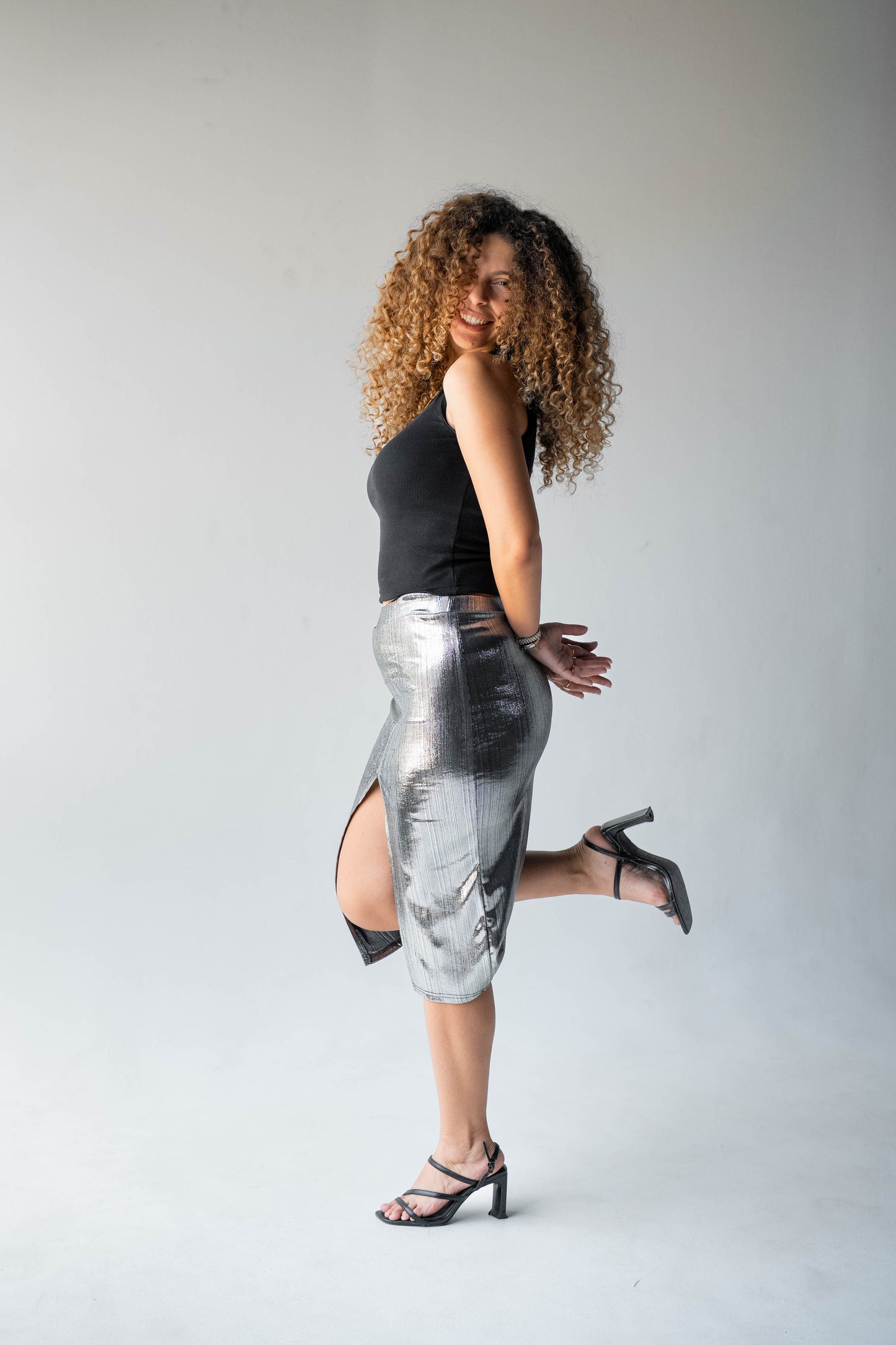 Disco Drama Skirt in Silver