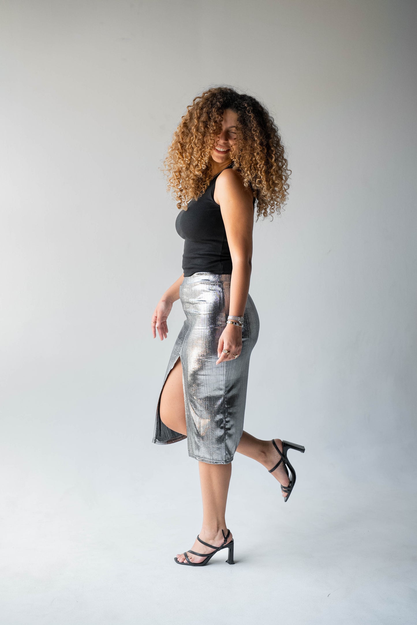 Disco Drama Skirt in Silver