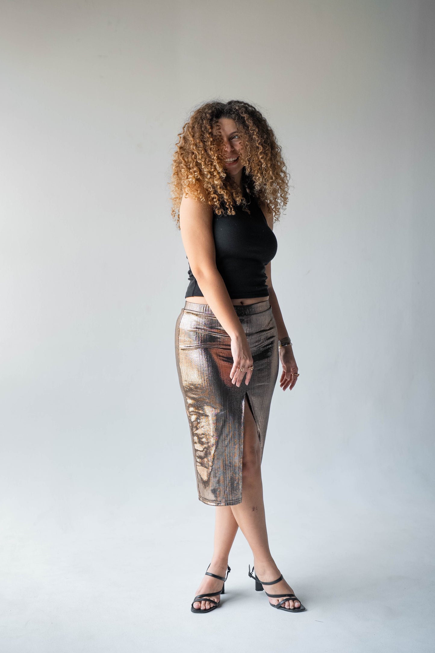 Disco Drama Skirt in Gold
