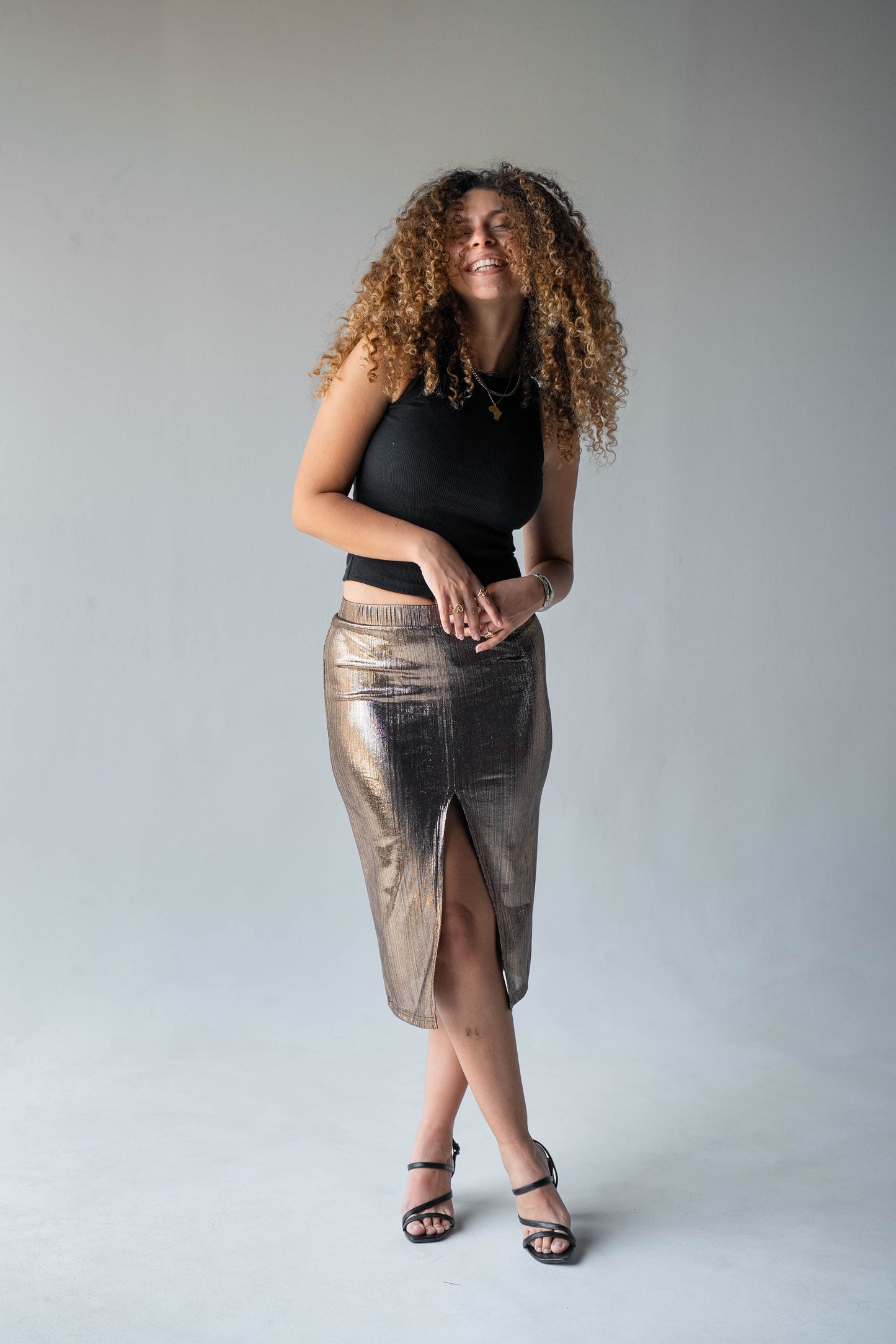 Disco Drama Skirt in Gold