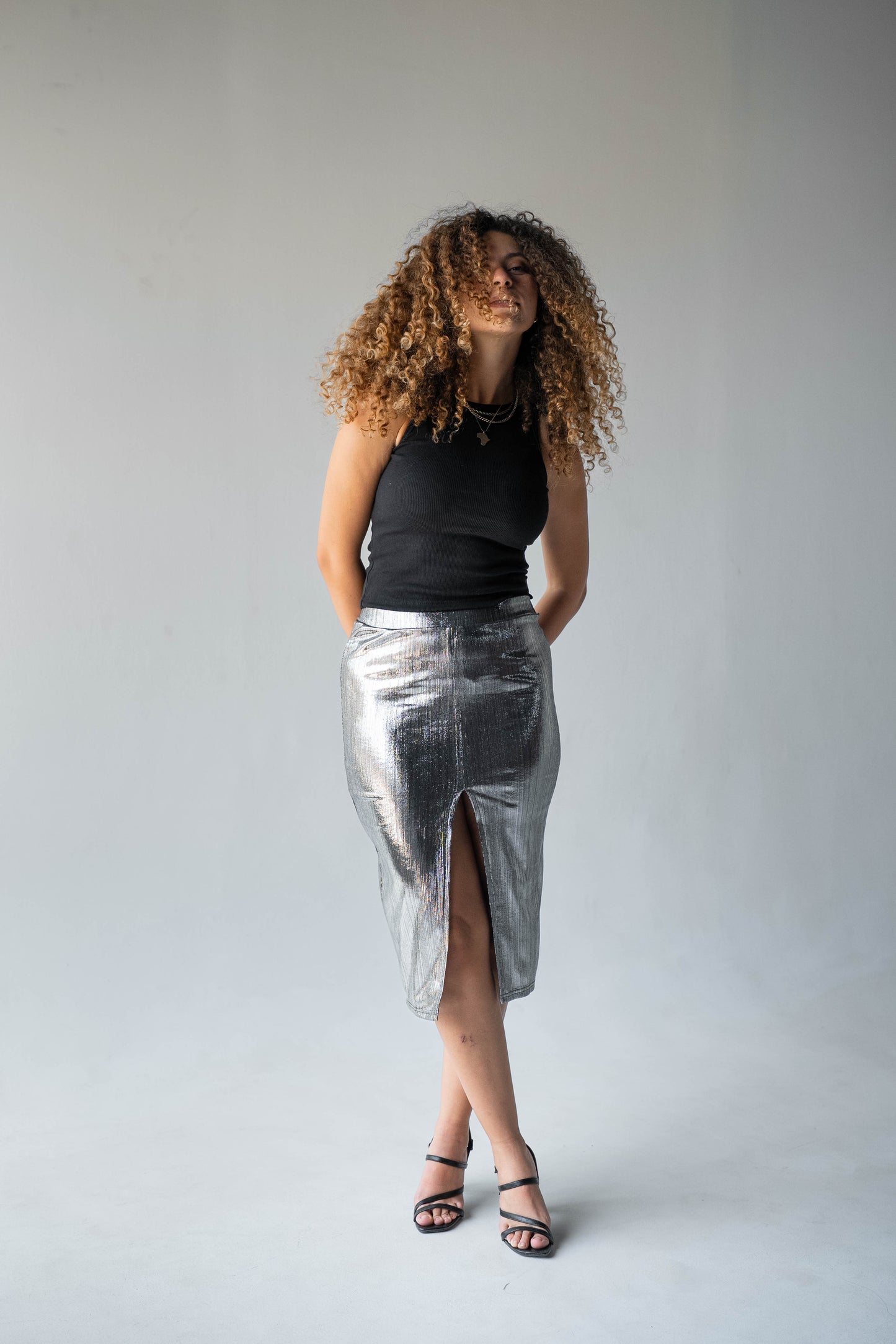 Disco Drama Skirt in Silver