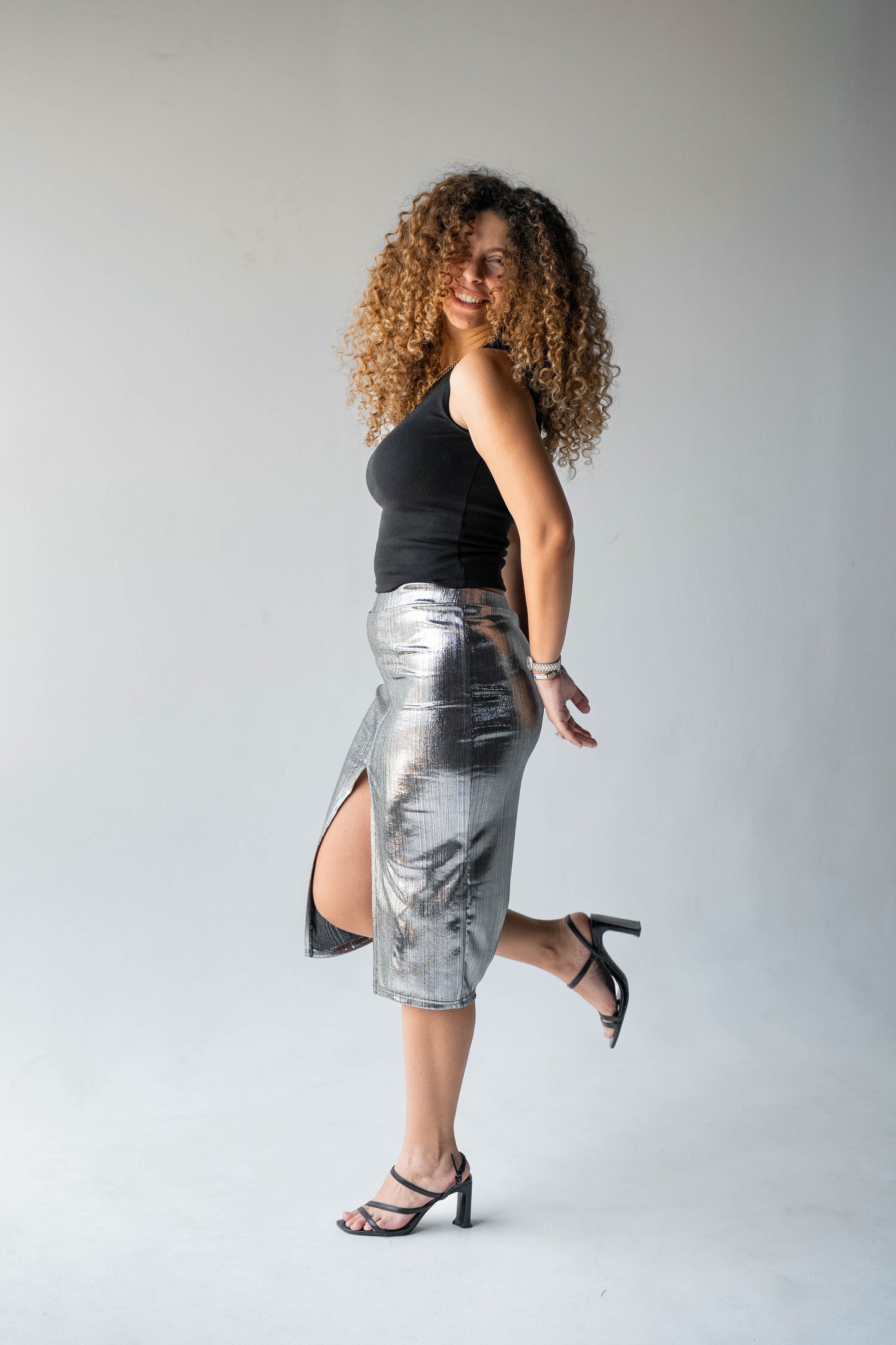 Disco Drama Skirt in Silver