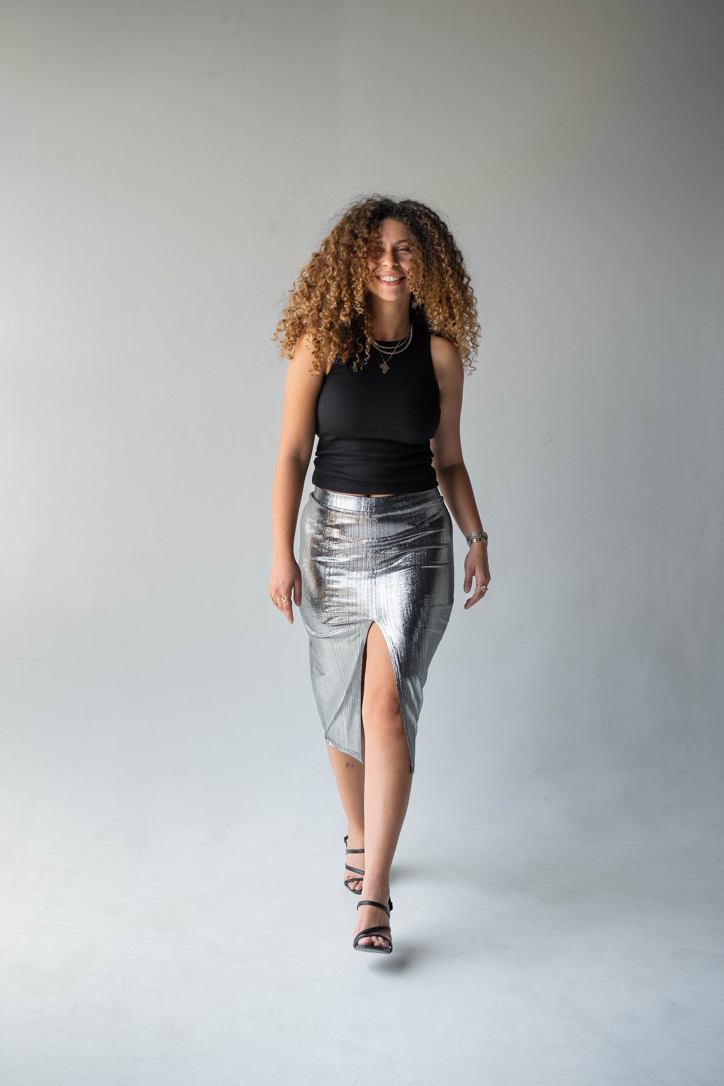 Disco Drama Skirt in Silver