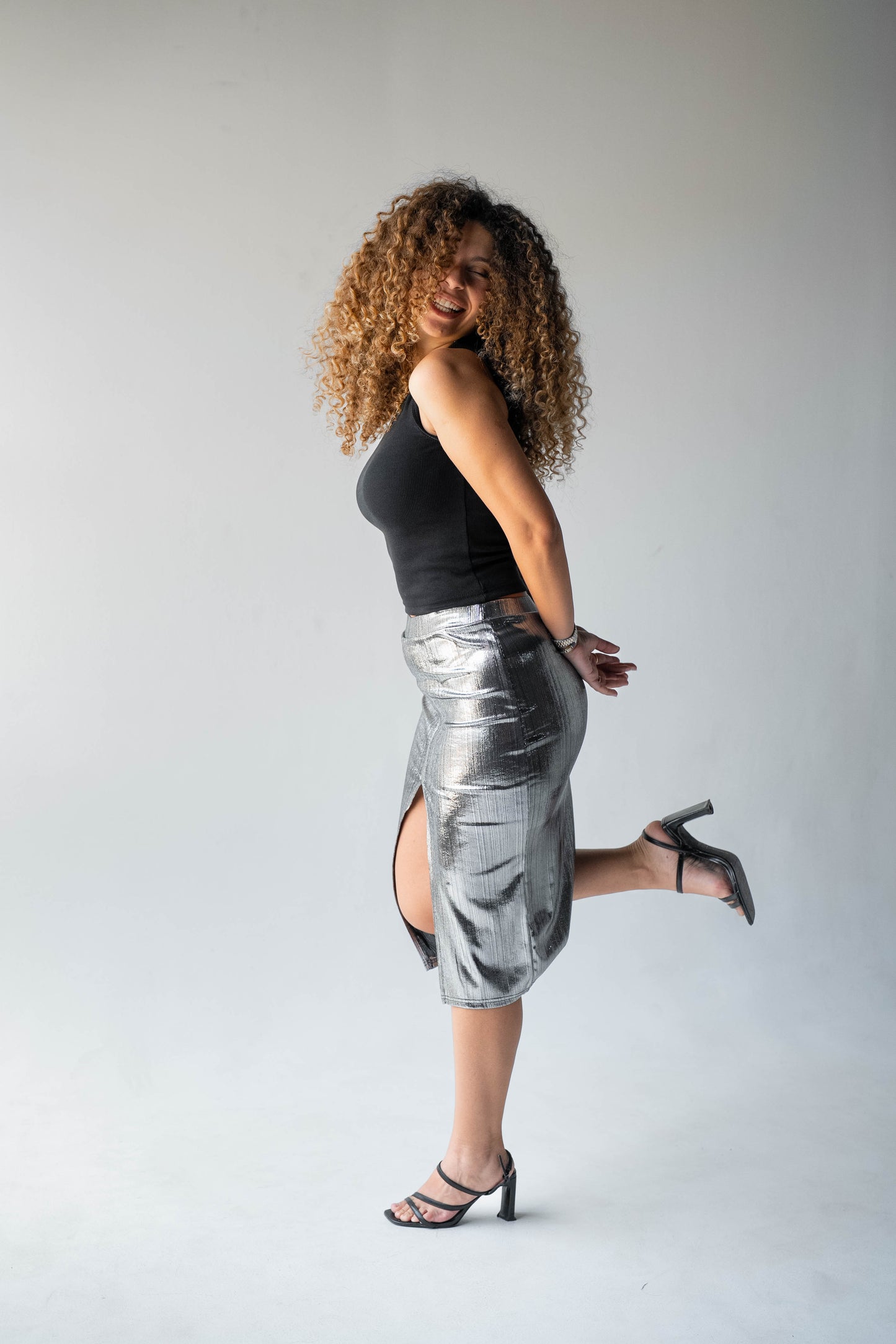 Disco Drama Skirt in Silver