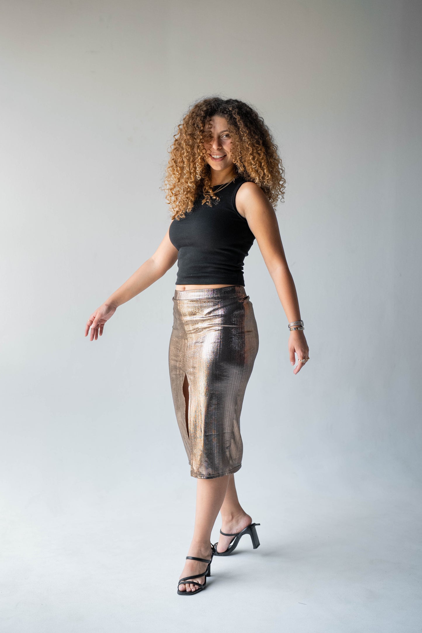 Disco Drama Skirt in Gold