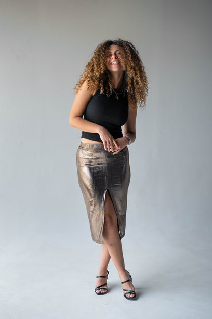 Disco Drama Skirt in Gold