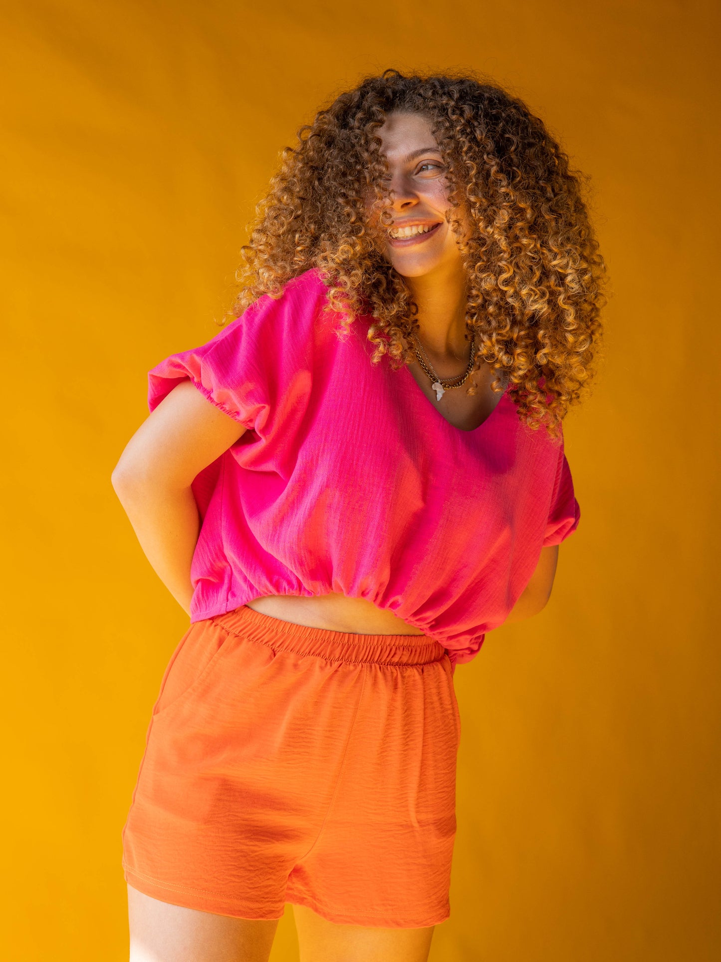 Hot Pink Cropped Blouse