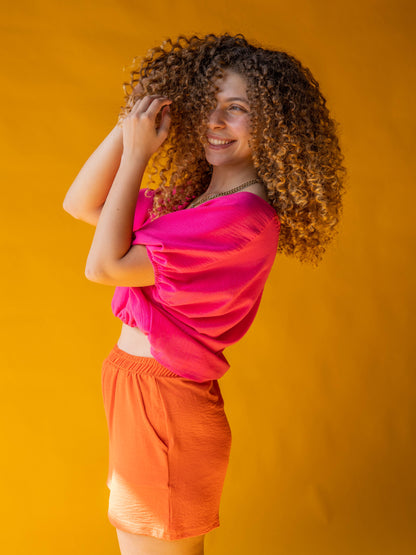 Hot Pink Cropped Blouse