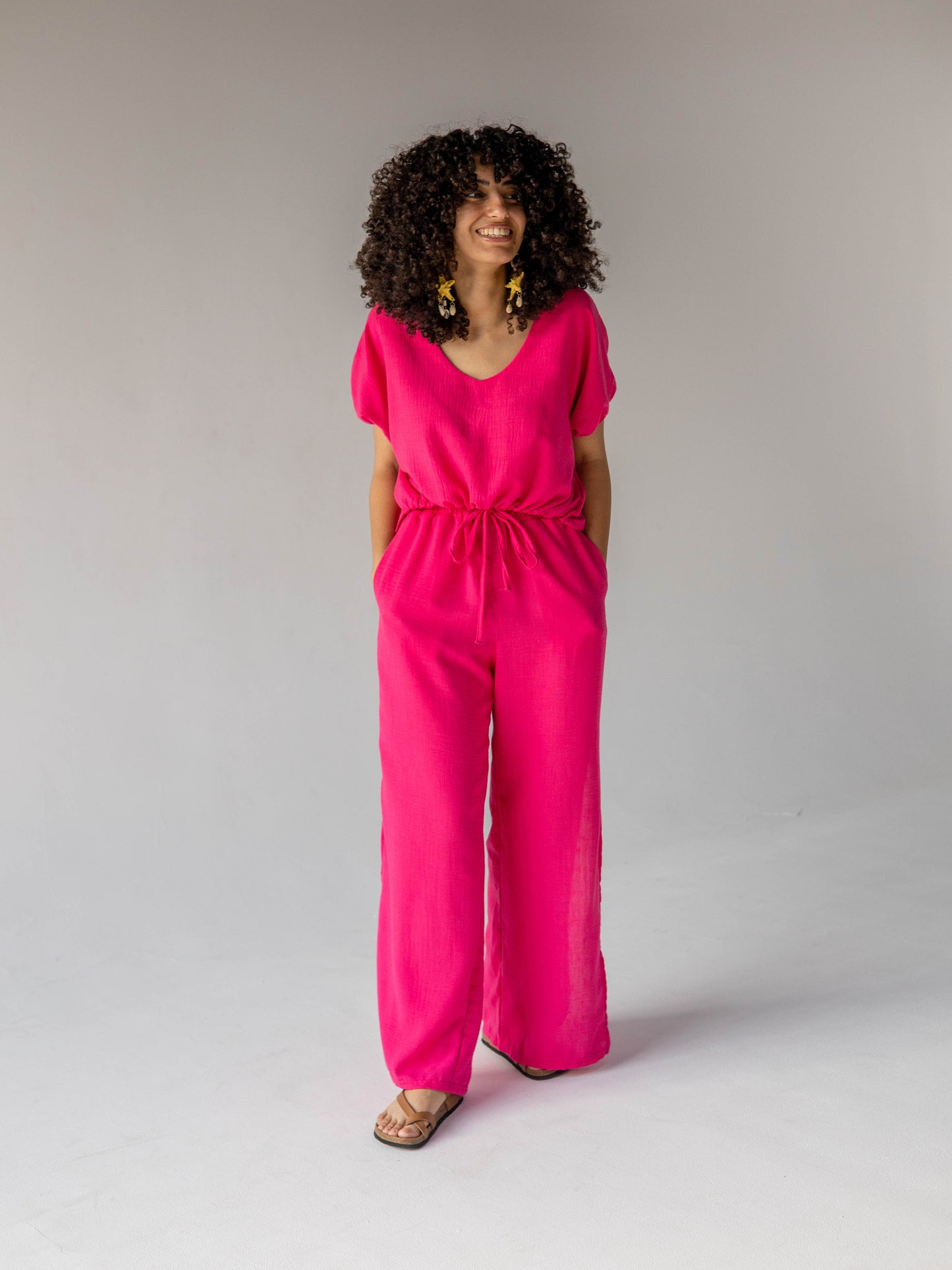 Hot Pink Side Slit Pants