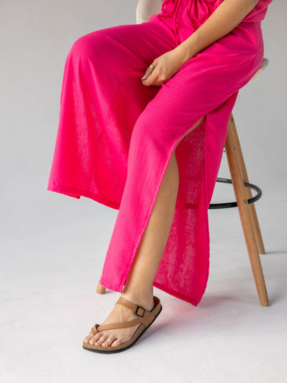 Hot Pink Side Slit Pants