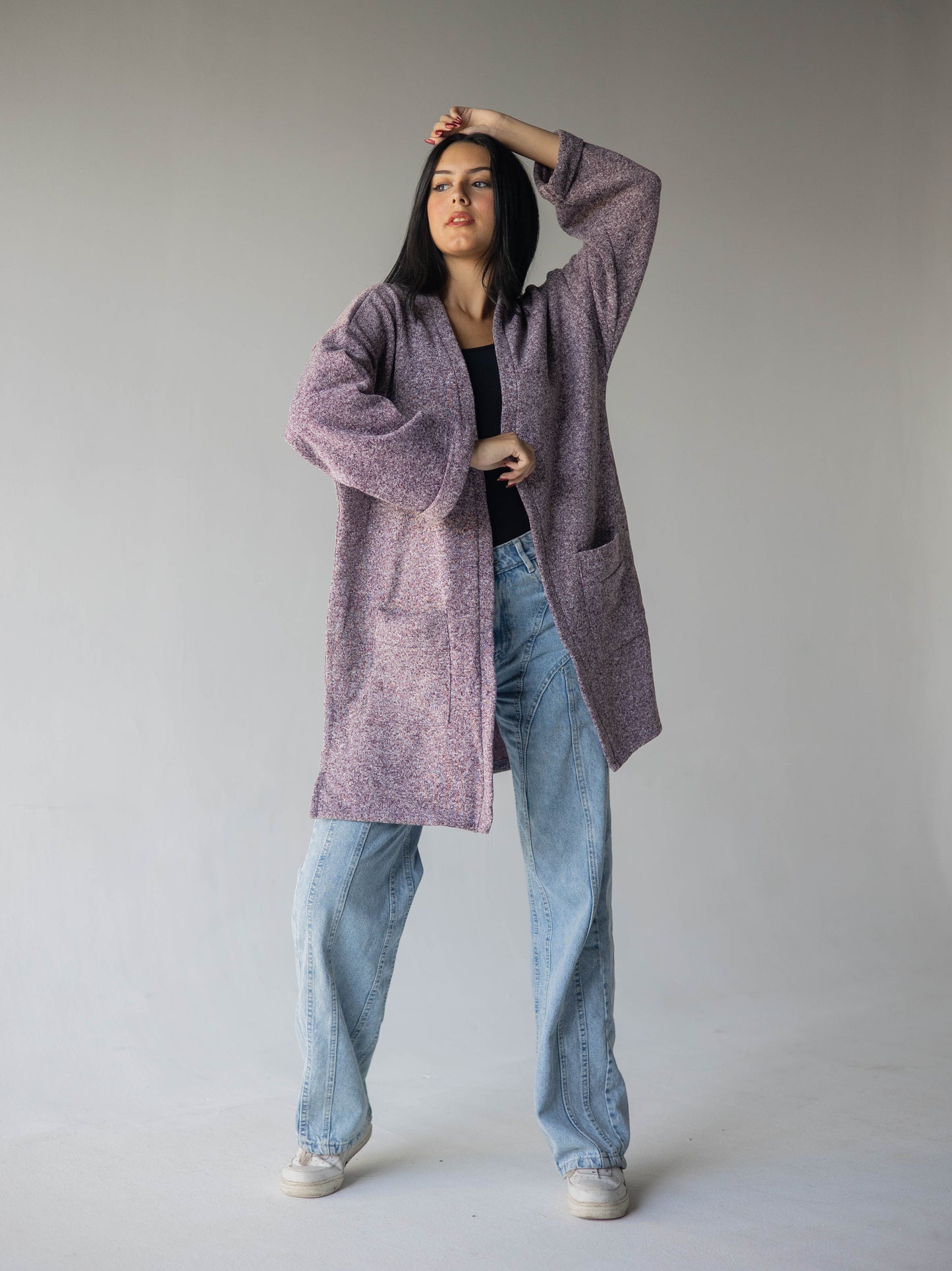 Oversized purple mist kimono