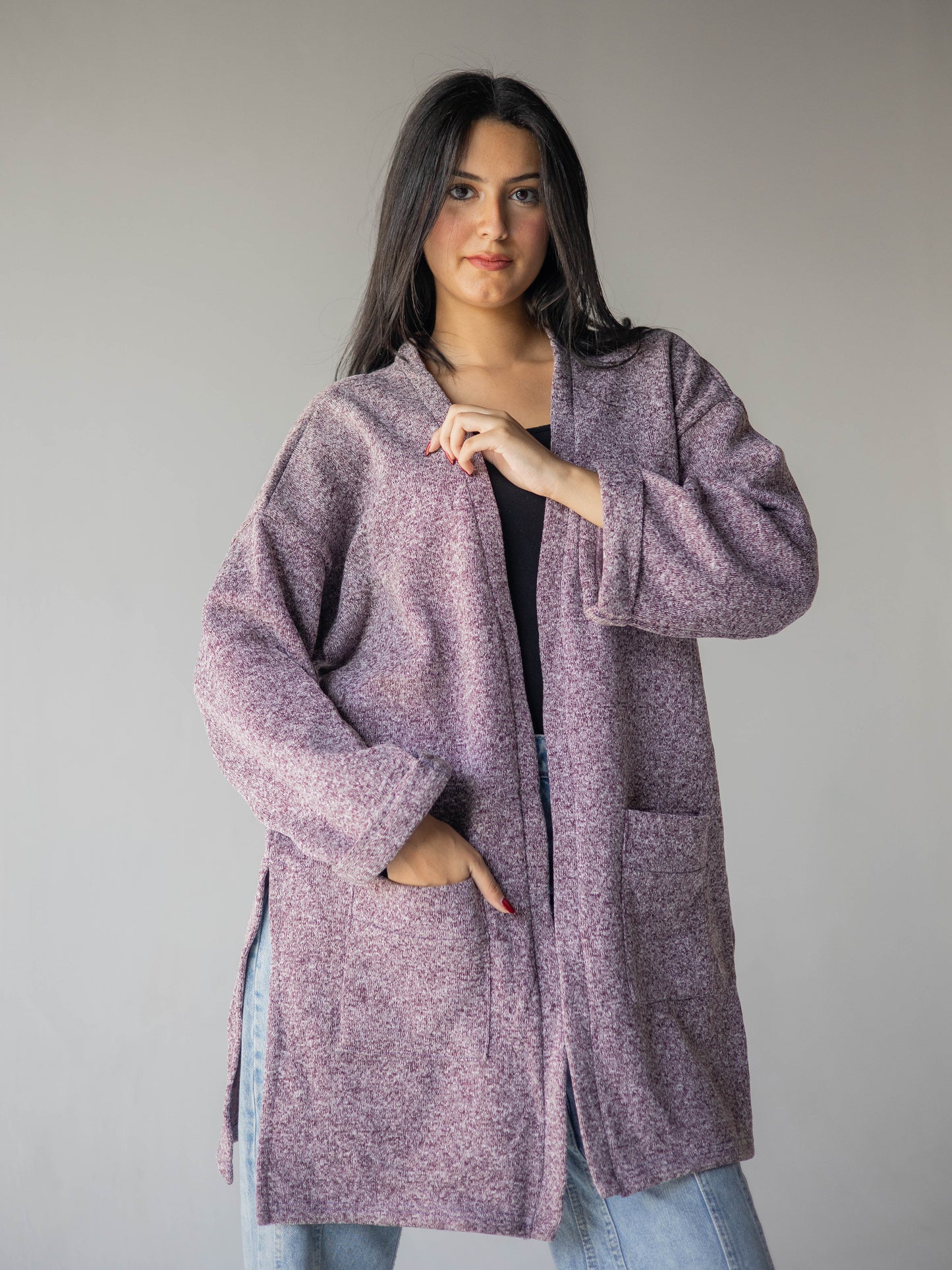 Oversized purple mist kimono