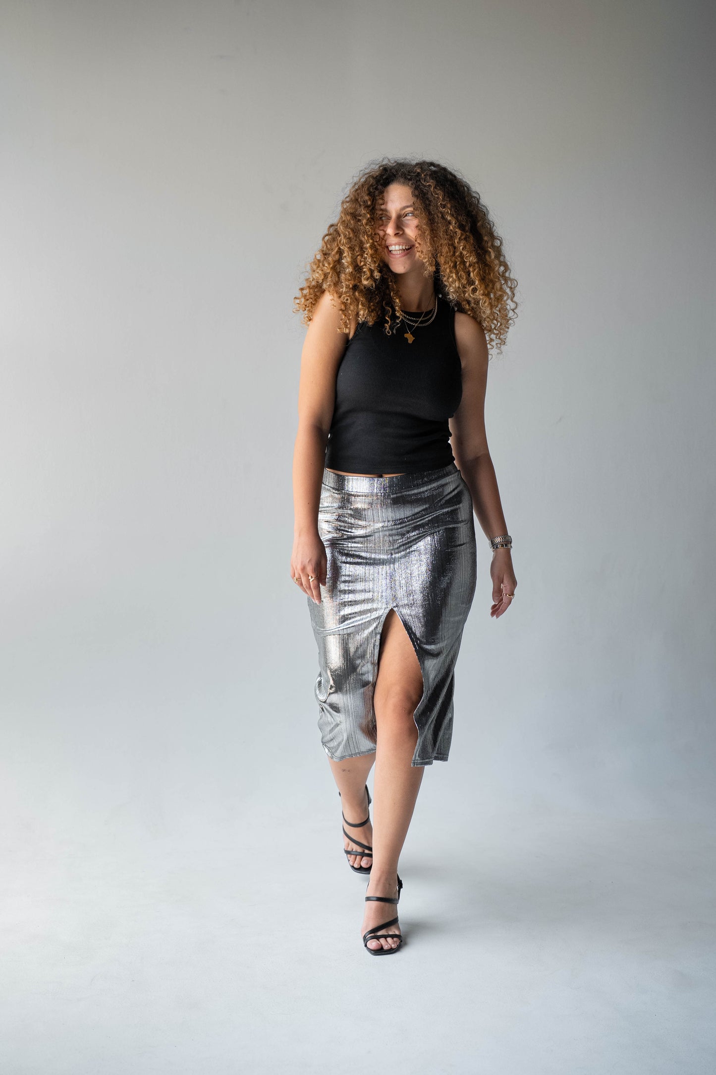 Disco Drama Skirt in Silver