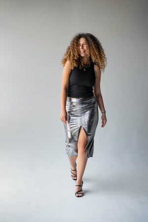 Disco Drama Skirt in Silver