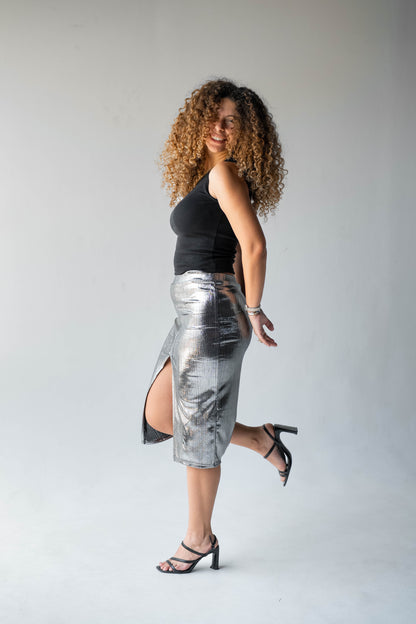 Disco Drama Skirt in Silver