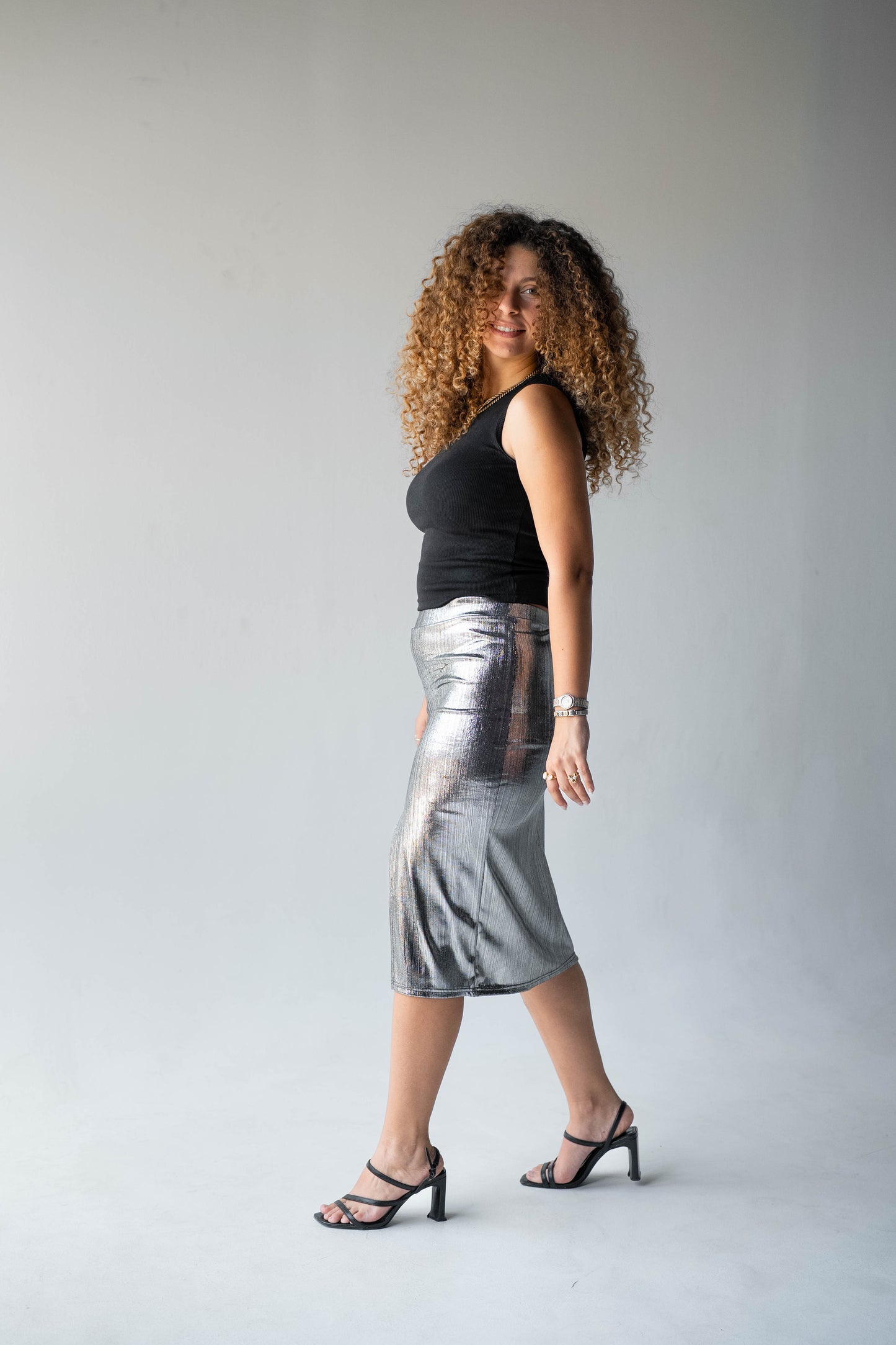 Disco Drama Skirt in Silver