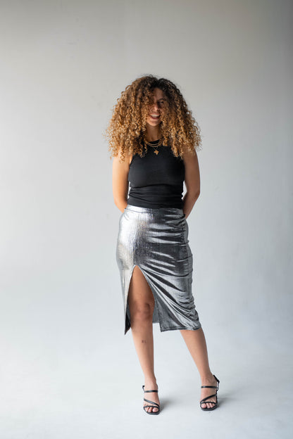 Disco Drama Skirt in Silver