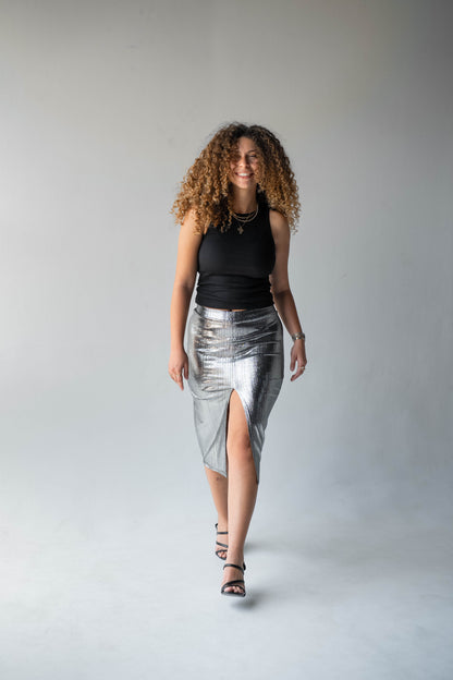 Disco Drama Skirt in Silver
