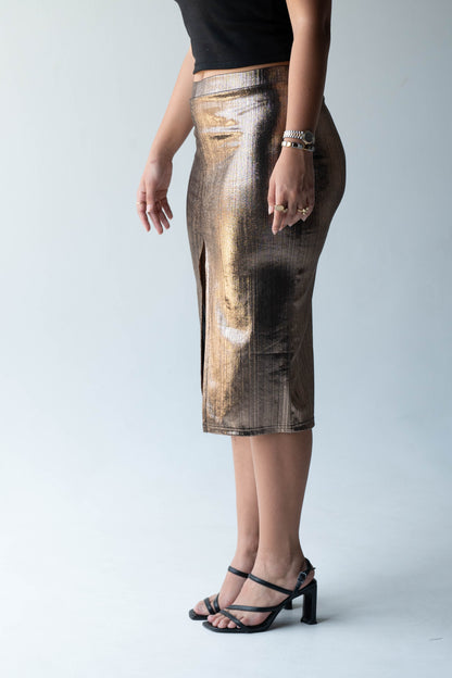 Disco Drama Skirt in Gold